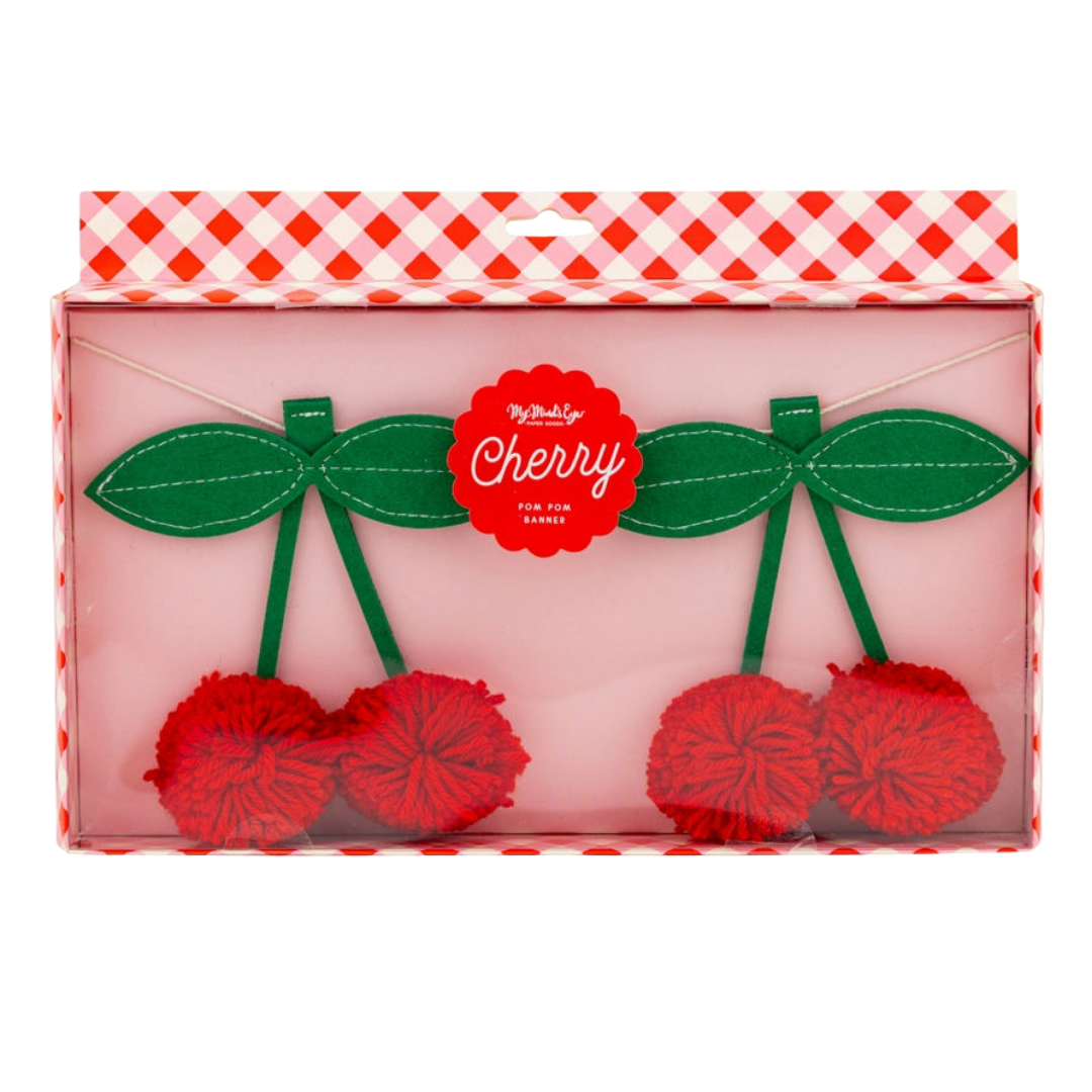 Red Felt Cherries and Pom-pom Banner