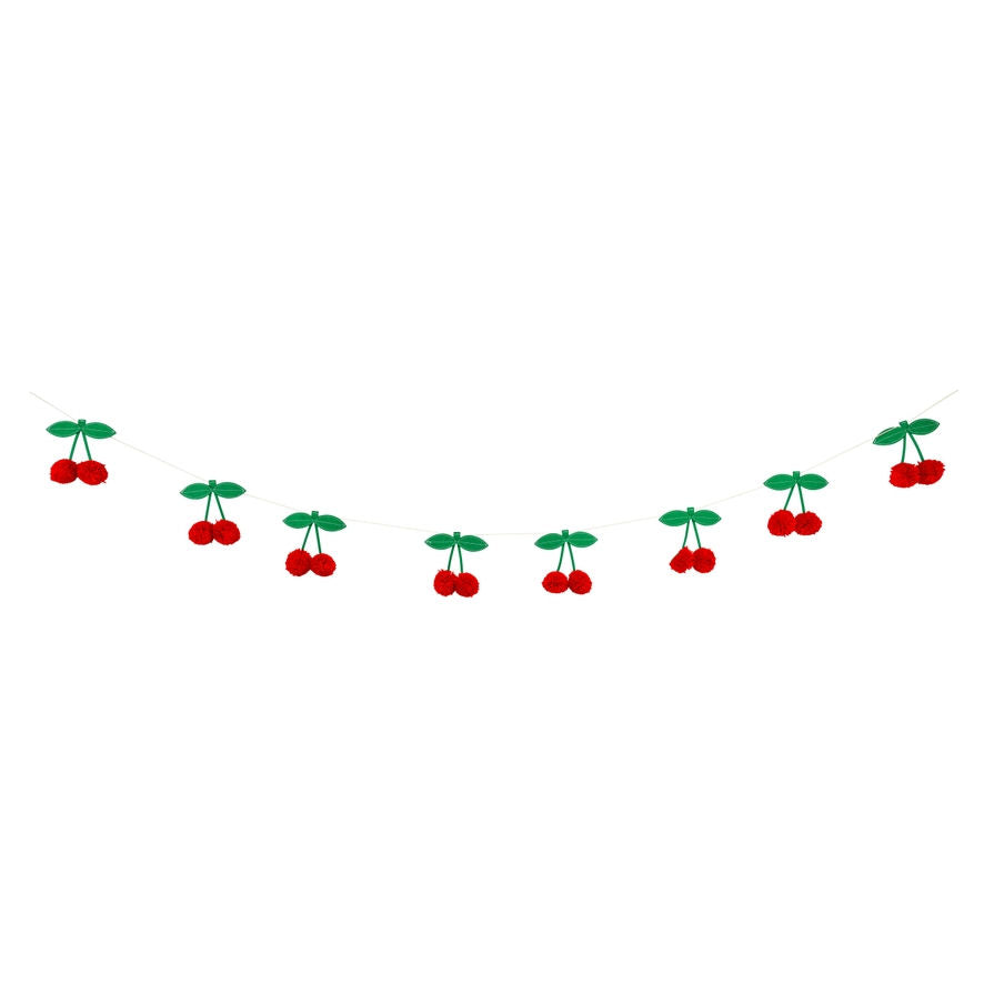 Red Felt Cherries and Pom-pom Banner