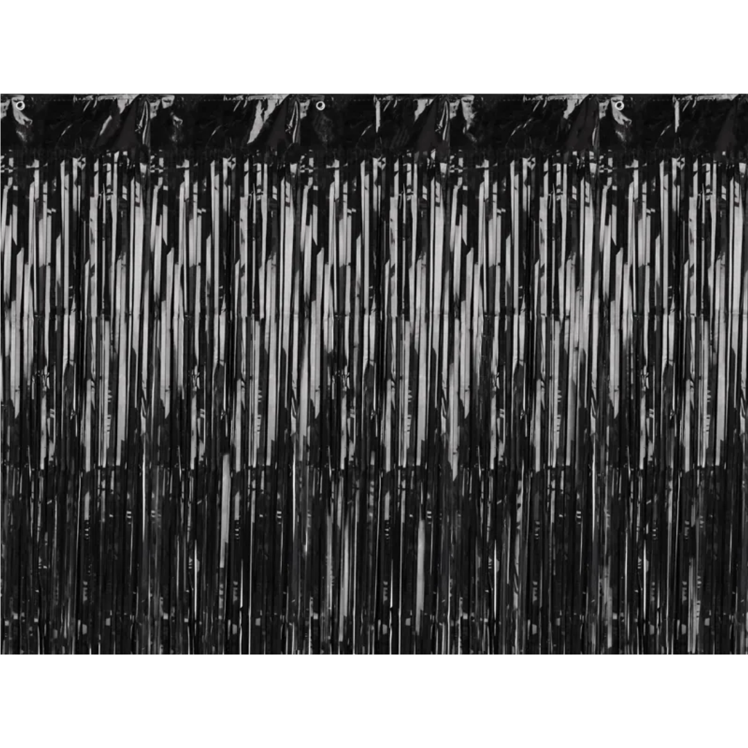 Black Foil Fringe Curtain Backdrop