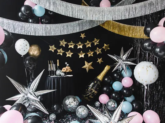 Black Foil Fringe Curtain Backdrop