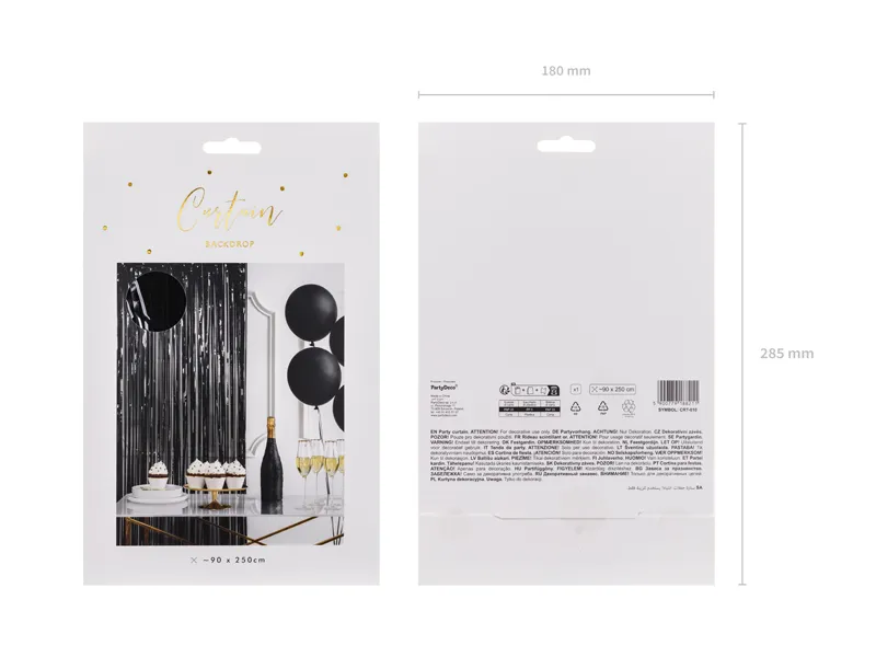 Black Foil Fringe Curtain Backdrop