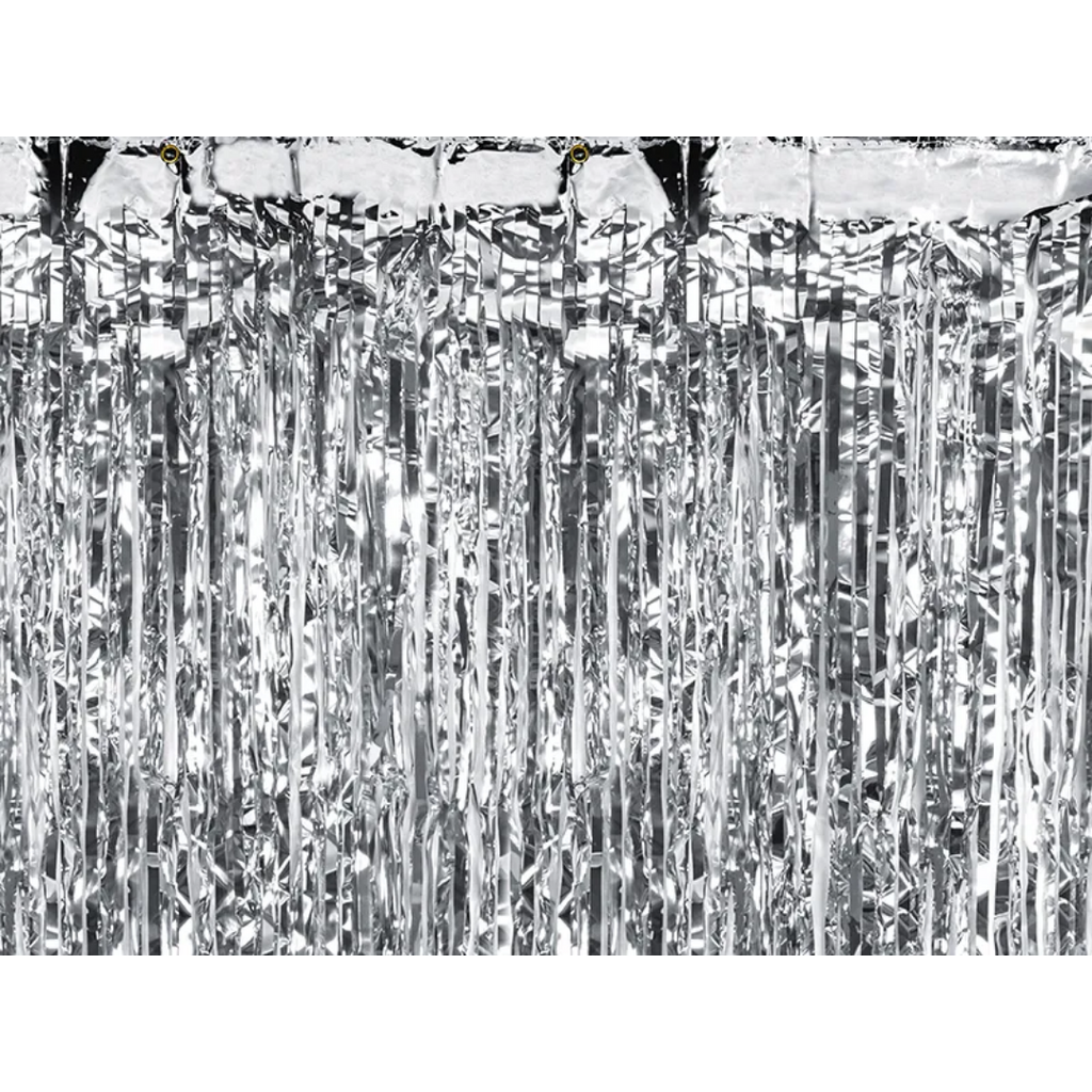 Silver Foil Fringe Curtain Backdrop