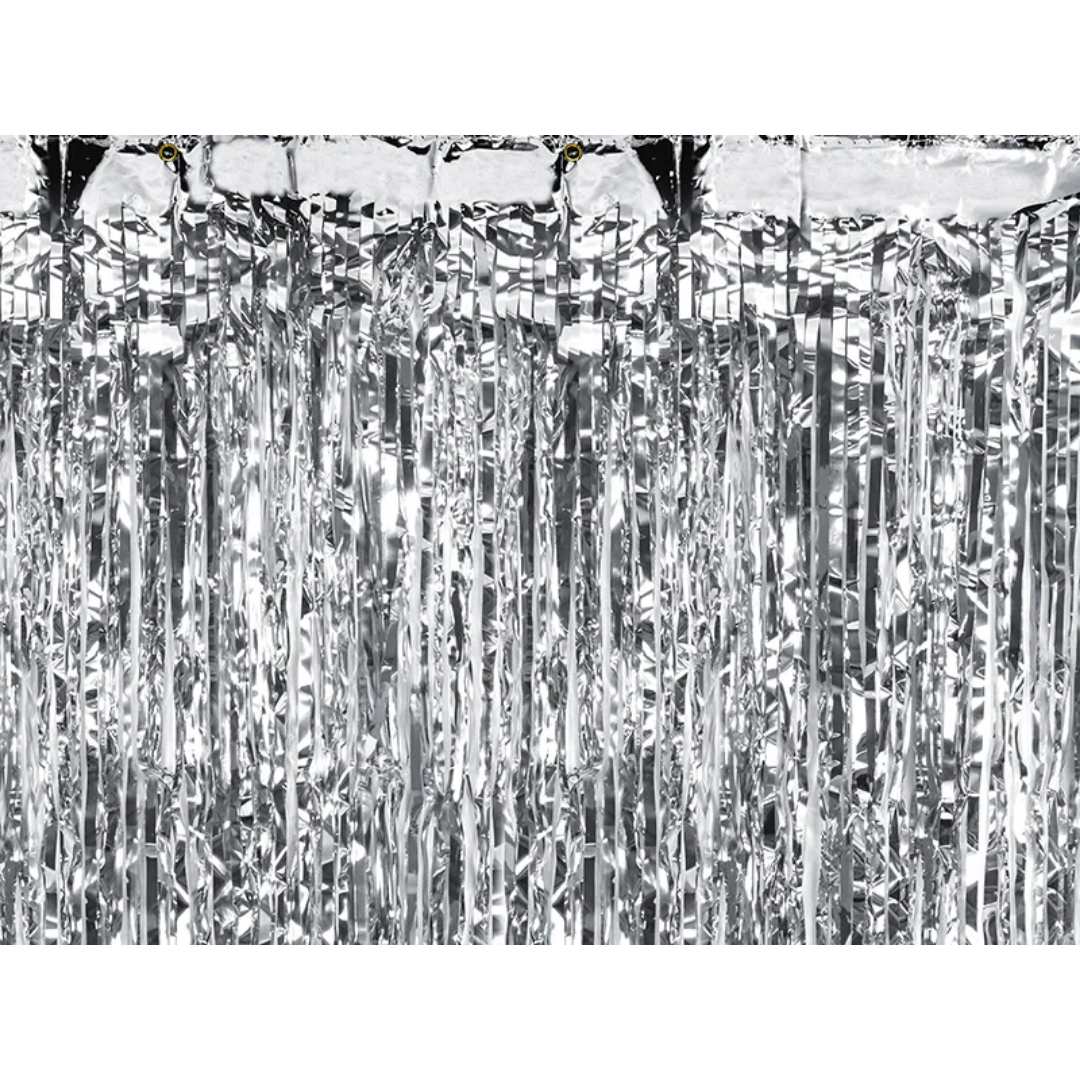 Silver Foil Fringe Curtain Backdrop