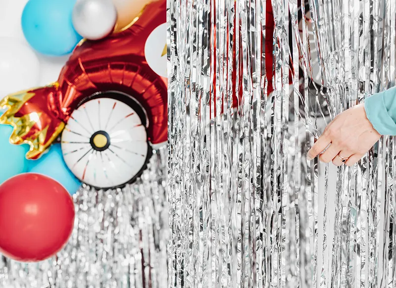 Silver Foil Fringe Curtain Backdrop