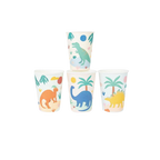 Colorful dinosaur cups with palm trees for kids birthday from Parte Haus party supply store in Bethesda MD