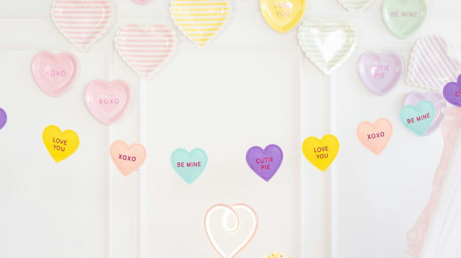 Pastel Conversation Hearts Banner