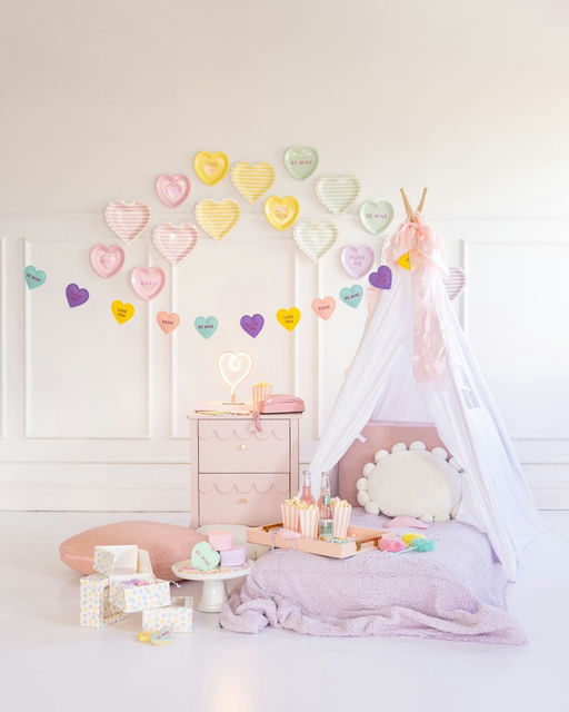 Pastel Conversation Hearts Banner