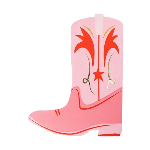 Pink Cowgirl Boot Shaped Dinner Napkins