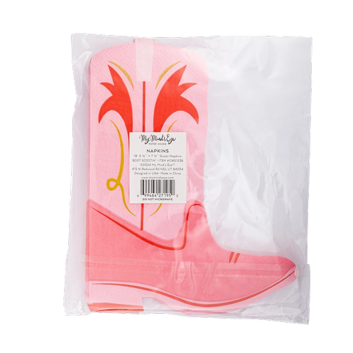 Pink Cowgirl Boot Shaped Dinner Napkins