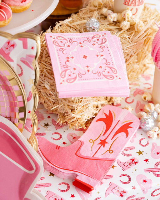 Pink Cowgirl Boot Shaped Dinner Napkins