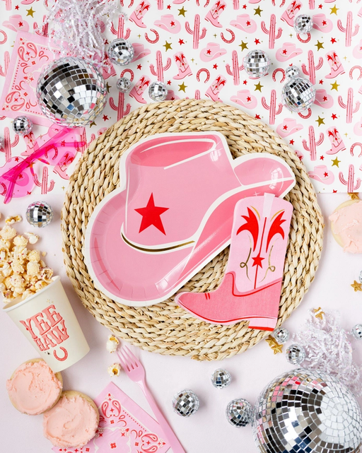Pink Cowgirl Boot Shaped Dinner Napkins