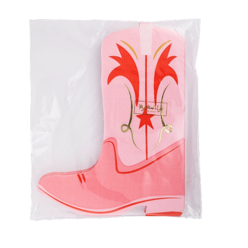 Pink Cowgirl Boot Shaped Dinner Napkins