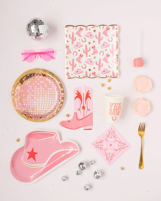 Pink Cowgirl Boot Shaped Dinner Napkins
