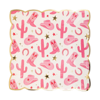 Pink Cowgirl Patterned Square Large Dinner Plate