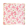 Pink Cowgirl Patterned Square Large Dinner Plate