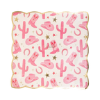 Pink Cowgirl Patterned Square Large Dinner Plate