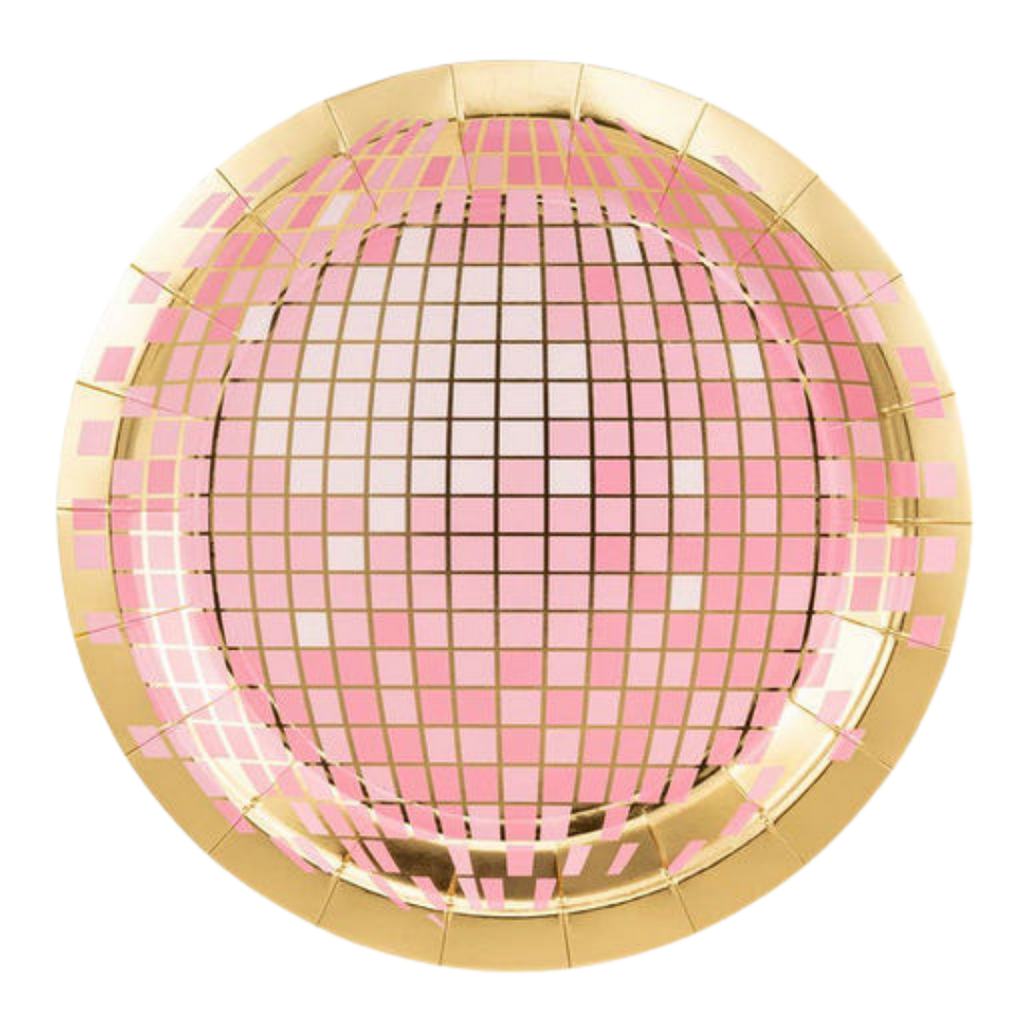 Pink and Gold Disco Ball Large Dinner Plates