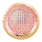 Pink and Gold Disco Ball Large Dinner Plates