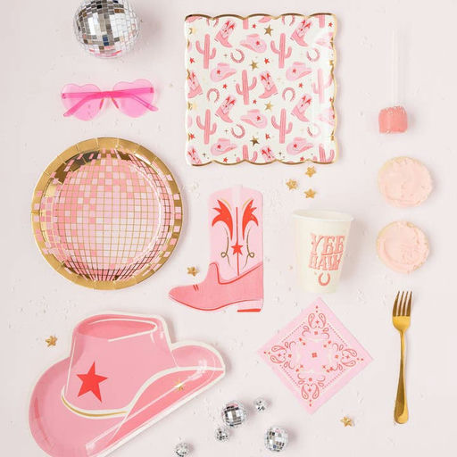 Pink and Gold Disco Ball Large Dinner Plates