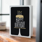 black and gold birthday card with cake and candles for birthday from Parte Haus party supply store in Bethesda Maryland