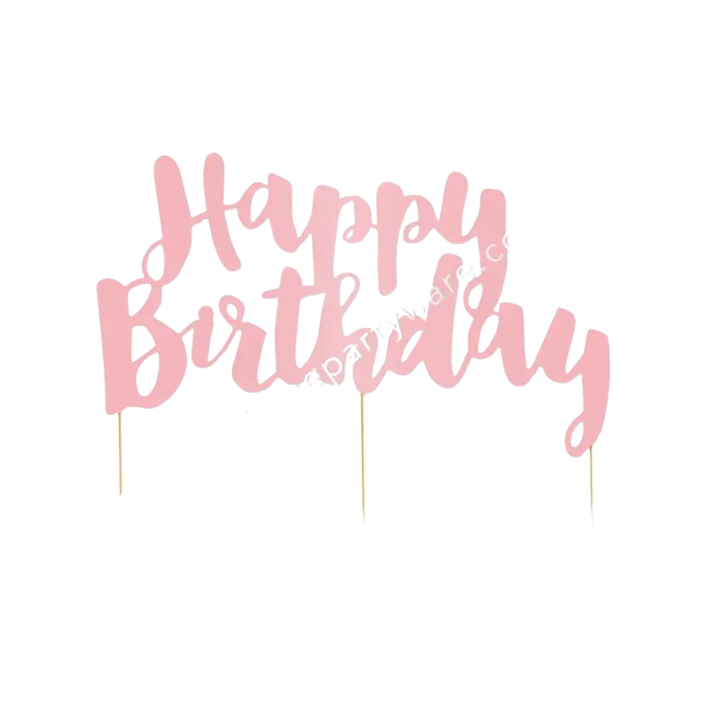 Pink "Happy Birthday" Cake Topper