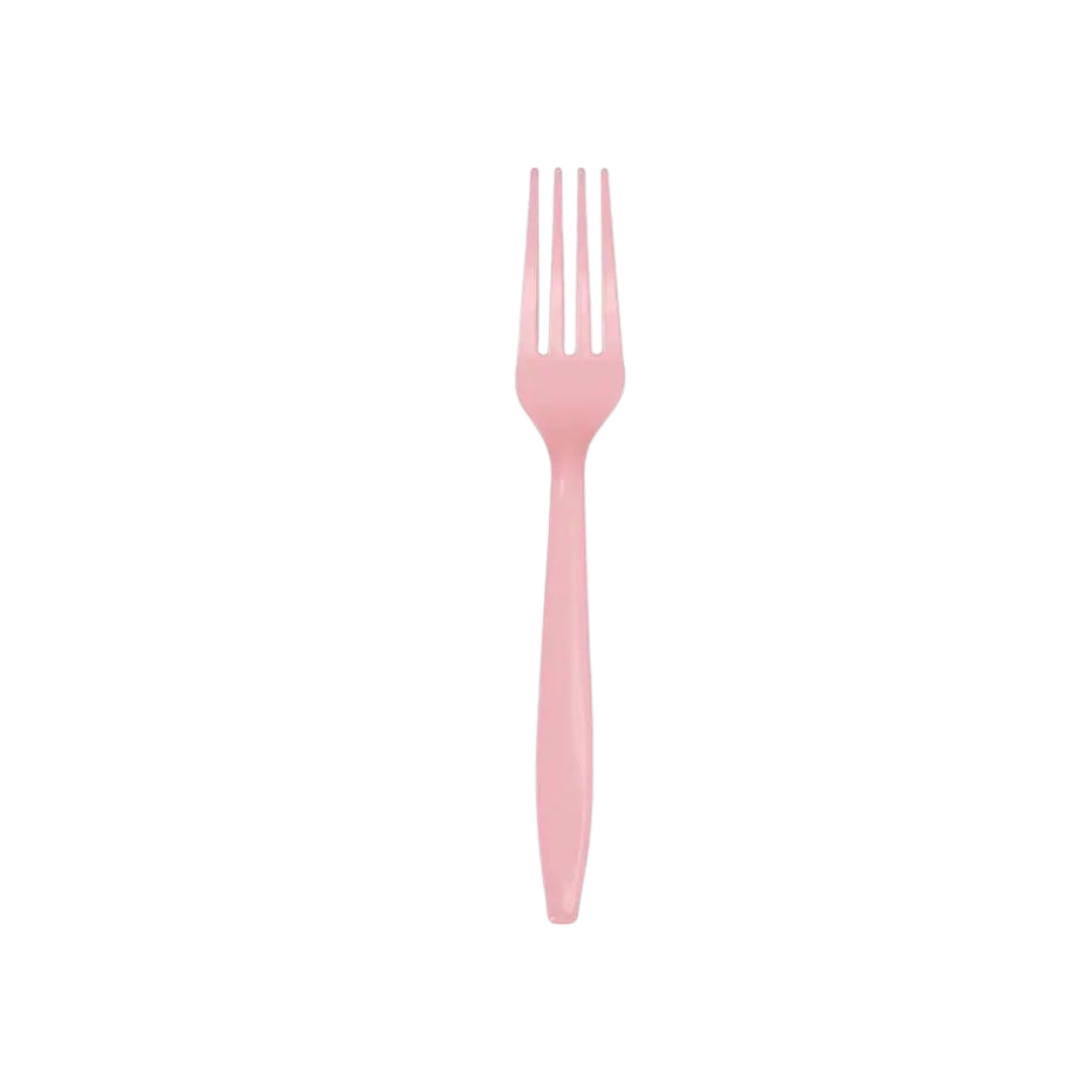 Candy pink plastic fork with four tines for birthday from Parte Haus party supply store in Bethesda MD.