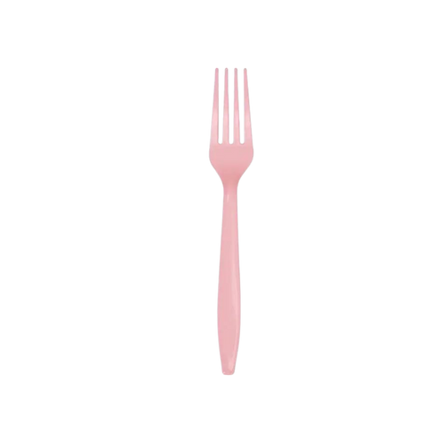 Candy pink plastic fork with four tines for birthday from Parte Haus party supply store in Bethesda MD.