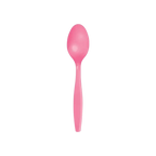 Candy pink plastic spoon with glossy finish for birthdays from Parte Haus party supply store in Bethesda MD.