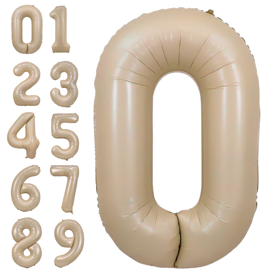 Caramel 0-9 Number Foil Balloon, 34in