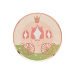 Pink carriage paper plate with crown and flowers princess theme from Parte Haus party supply store in Bethesda MD