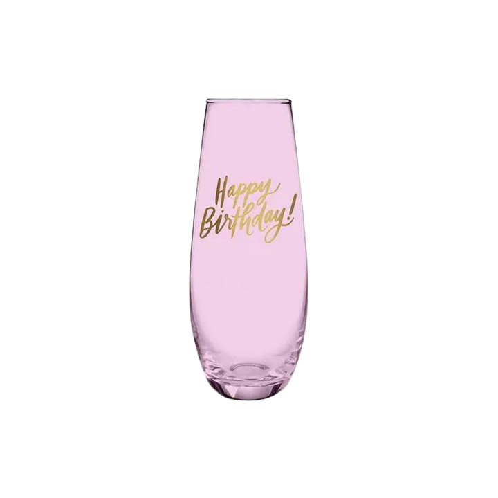 Pink "Happy Birthday" Champagne Glass
