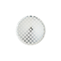 silver checkered dinner plate with a reflective disco theme from Parte Haus party supply store in Bethesda Maryland