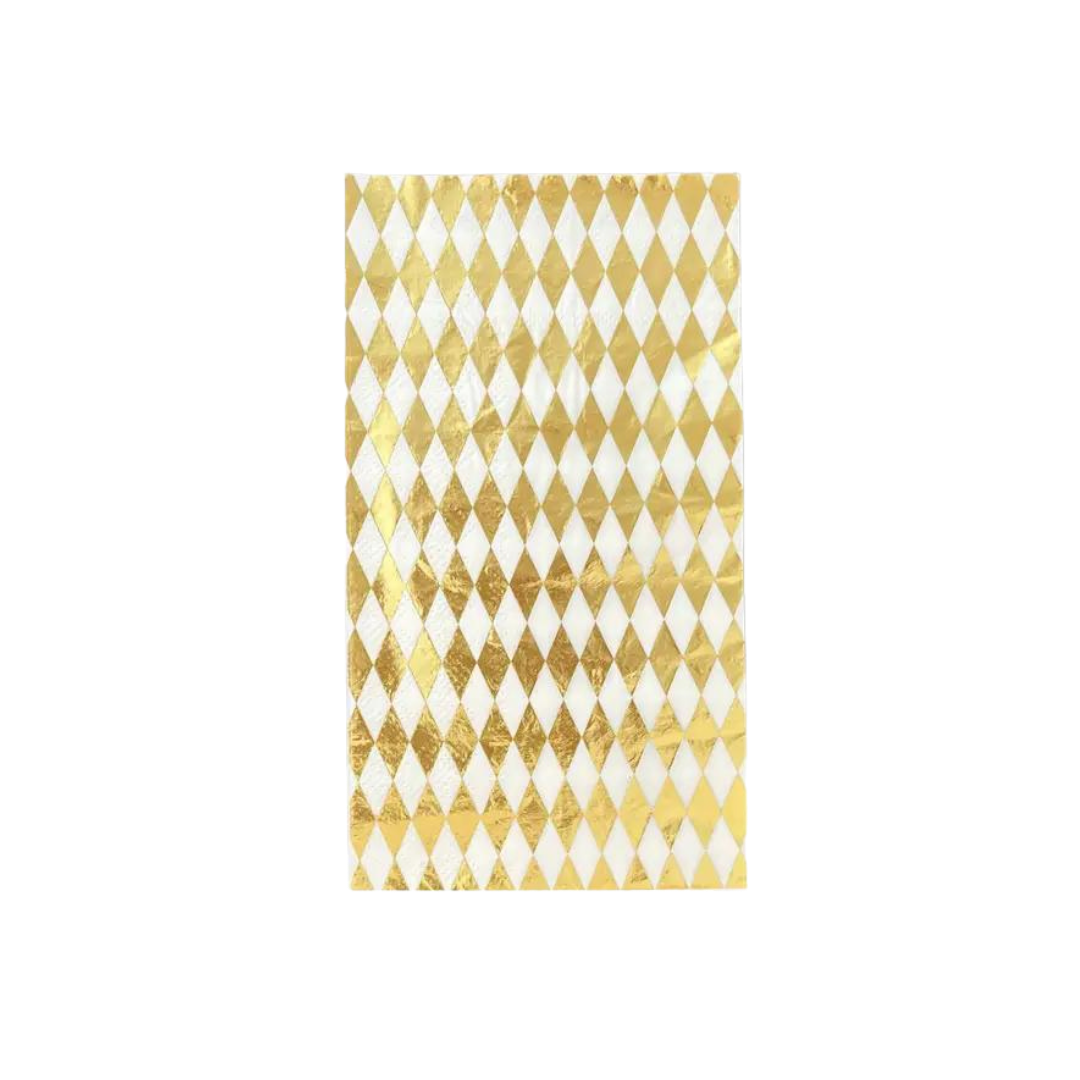 Gold diamond guest napkin with geometric pattern for celebrations from Parte Haus party supply store in Bethesda MD