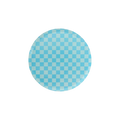 Blue checkerboard dinner plate with modern design for birthday or themed events from Parte Haus party supply store in Bethesda MD