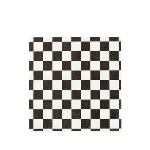 Black and white checkered napkins with classic pattern for celebrations from Parte Haus party supply store in Bethesda MD