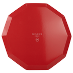 Cherry red large dinner plate with glossy octagon shape from Parte Haus party supply store in Bethesda Maryland
