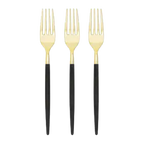 Black and gold forks with round handles modern occasion from Parte Haus party supply store in Bethesda MD