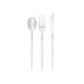 Clear and silver plastic cutlery set elegant modern design from Parte Haus party supply store in Bethesda MD