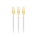 Clear and gold forks with round handles for elegant dining from Parte Haus party supply store in Bethesda MD