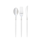 Clear and gold forks with elegant round handles for modern event from Parte Haus party supply store in Bethesda Maryland