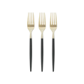 Emerald and gold forks with sleek round handles elegant dining from Parte Haus party supply store in Bethesda MD
