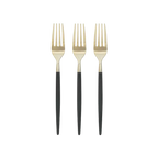 Emerald and gold forks with sleek round handles elegant dining from Parte Haus party supply store in Bethesda MD