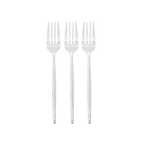 Silver round forks sleek design for elegant events from Parte Haus party supply store in Bethesda Maryland