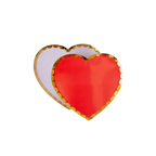 Red and white heart shaped plates with gold rim Valentine theme from Parte Haus party supply store in Bethesda MD.