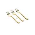 Gold plastic forks classic metallic finish for elegant events from Parte Haus party supply store in Bethesda Maryland