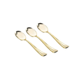 Gold plastic spoons with elegant design for classic celebration from Parte Haus party supply store in Bethesda MD.