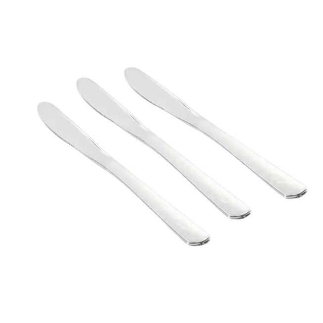 Silver plastic knives sleek modern cutlery for celebrations from Parte Haus party supply store in Bethesda MD