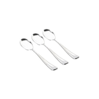 Silver plastic spoons with classic design for events from Parte Haus party supply store in Bethesda Maryland