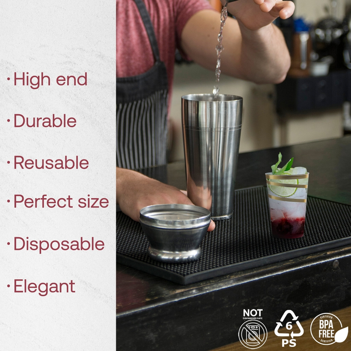 Clear with Gold Swirl Plastic Tumblers