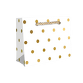 White and gold polka dot gift bag with rope handle birthday from Parte Haus party supply store in Bethesda Maryland